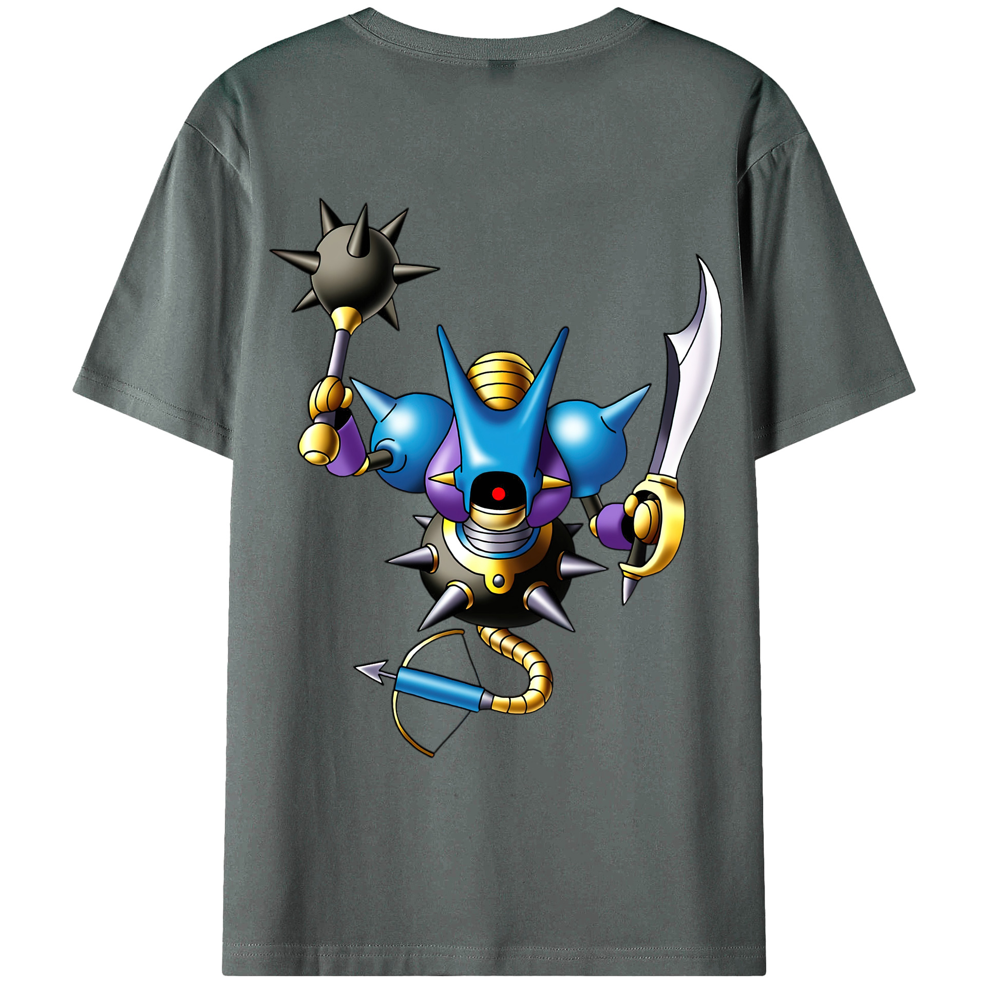 （画像用） ドラゴンクエスト Doragon Kuesuto Dragon Quest 綿100％ メンズ半袖Tシャツ（バックプリント） 通気性